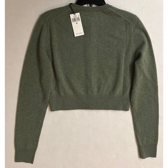 Polo Ralph Lauren Sz M Green/Gray Cropped Crewneck Cardigan Cashmere Sweater - Picture 5 of 13
